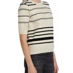 Striped Short Sleeve Sweater Cream Multi