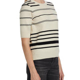 Striped Short Sleeve Sweater Cream Multi
