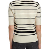 Striped Short Sleeve Sweater Cream Multi