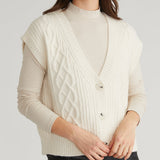 Paige Button Front Cable Vest Sea Salt