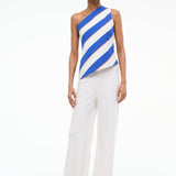 The Esme One Shoulder Top Yacht Rugby Stripe