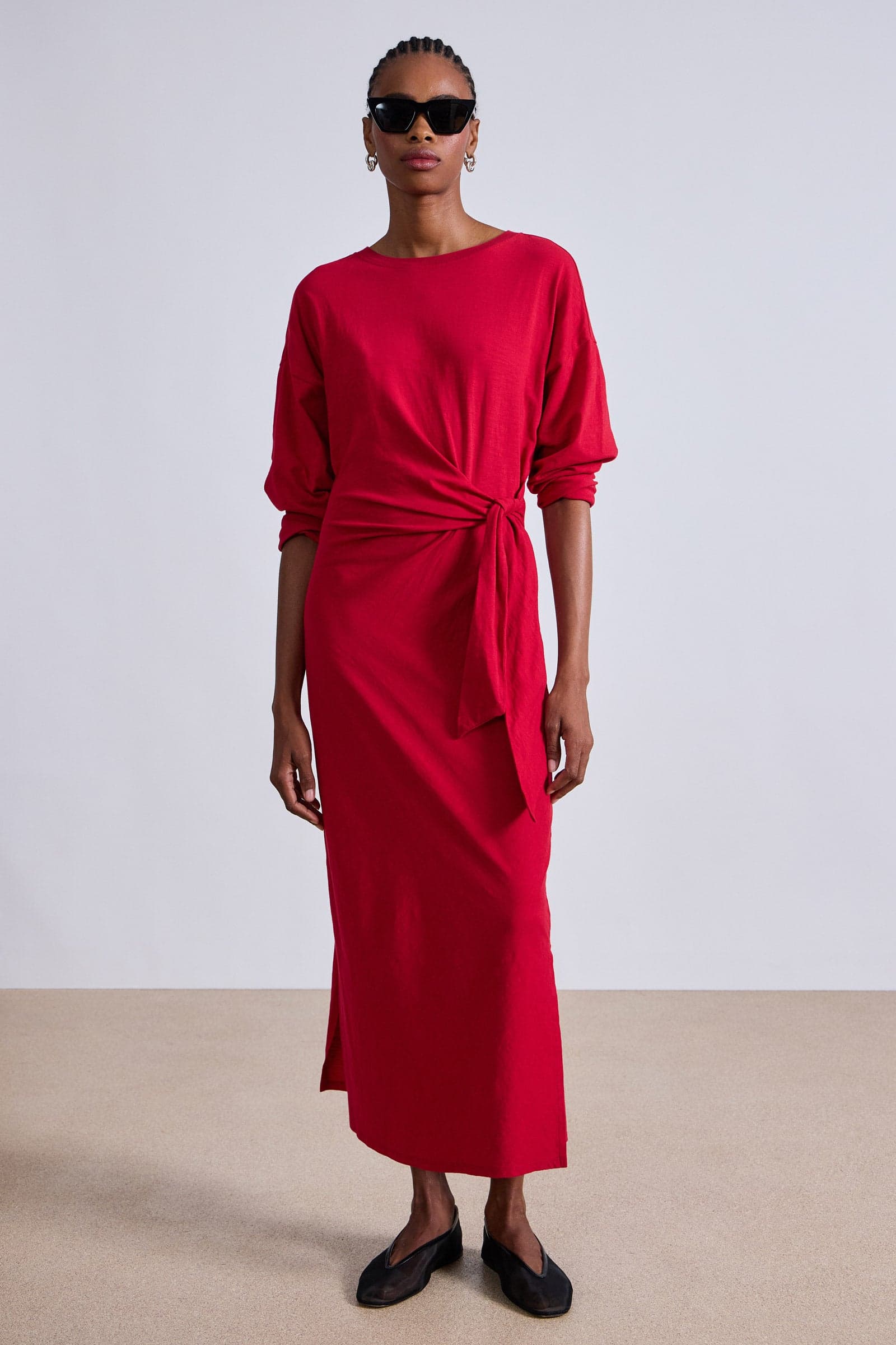 Long Sleeve Vanina Cinched Waist Dress Dragon Fruit Red KEEP Boutique Long Sleeve Vanina Cinched Waist Dress Dragon Fruit Red KEEP Boutique