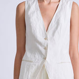 Helena V Neck Vest Cream