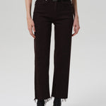 Palma Straight Raw Hem Carob Chocolate Brown