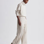 Brushed Rib Wide Leg Pant 28" Cement Marl/ Bitter Chocolate