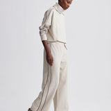 Brushed Rib Wide Leg Pant 28" Cement Marl/ Bitter Chocolate