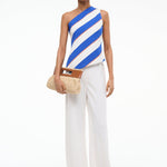 The Esme One Shoulder Top Yacht Rugby Stripe