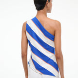 The Esme One Shoulder Top Yacht Rugby Stripe