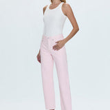 Lexi Mid Rise Bowed Straight Jean Blush