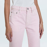 Lexi Mid Rise Bowed Straight Jean Blush