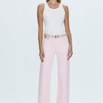 Lexi Mid Rise Bowed Straight Jean Blush