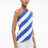 The Esme One Shoulder Top Yacht Rugby Stripe