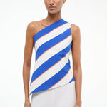 The Esme One Shoulder Top Yacht Rugby Stripe