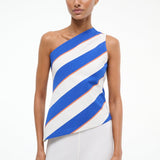 The Esme One Shoulder Top Yacht Rugby Stripe