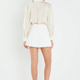 Silky Shirt with Poplin Combo Collar