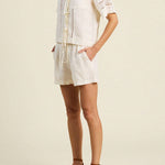 Inez Tie Shirt Ivory Linen