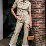 Valeria Short Sleeve Jacket Safari