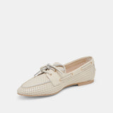 Lakin Ivory Perforated Leather