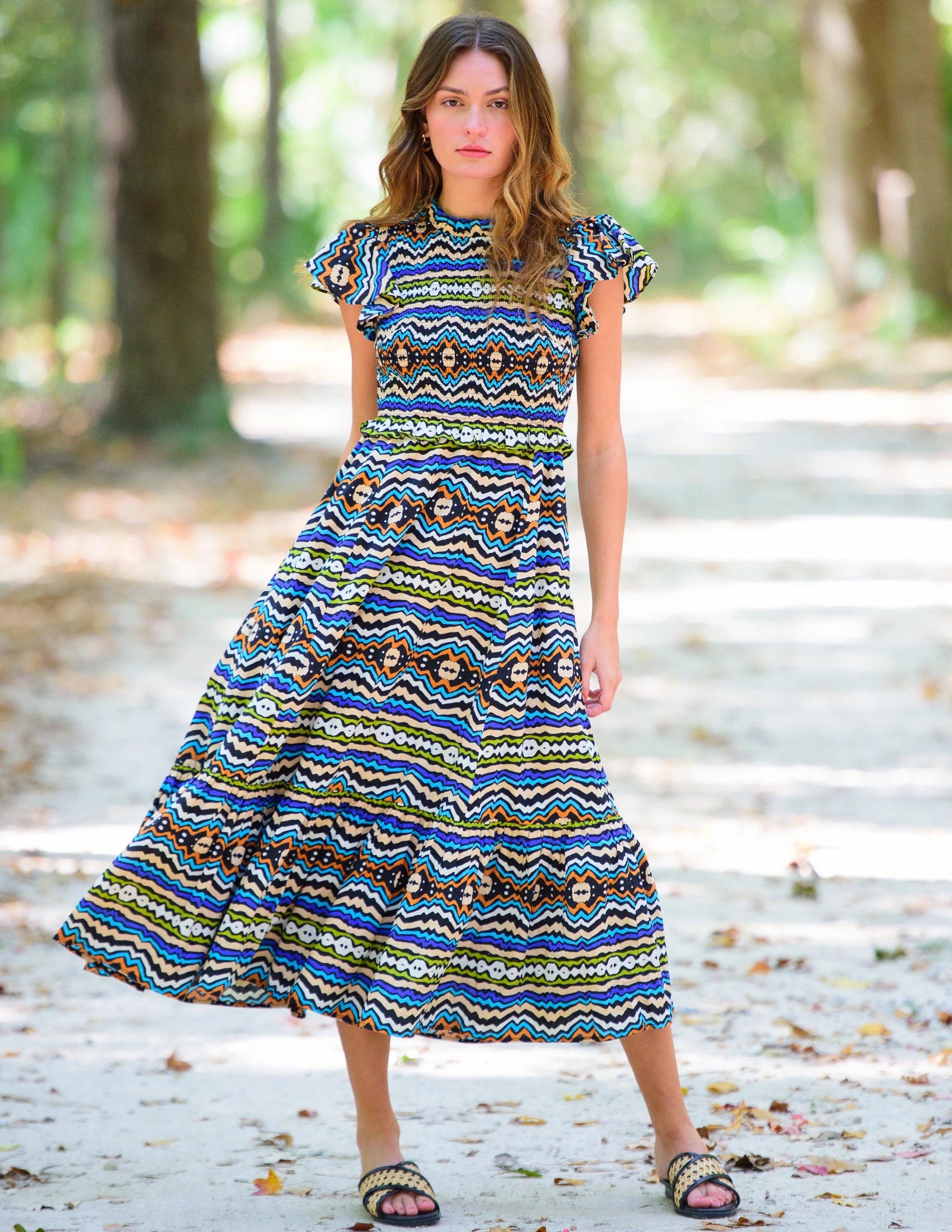 Elizabeth James Lila Dress Ikat Stripe