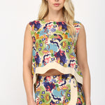 Wave Color Contrast Sleeveless Top