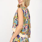Wave Color Contrast Sleeveless Top