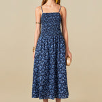 Floral Print Smocked Midi Dress