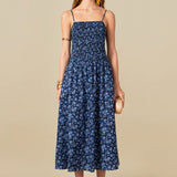 Floral Print Smocked Midi Dress