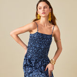 Floral Print Smocked Midi Dress
