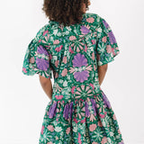 Green and Purple Floral Mini Dress