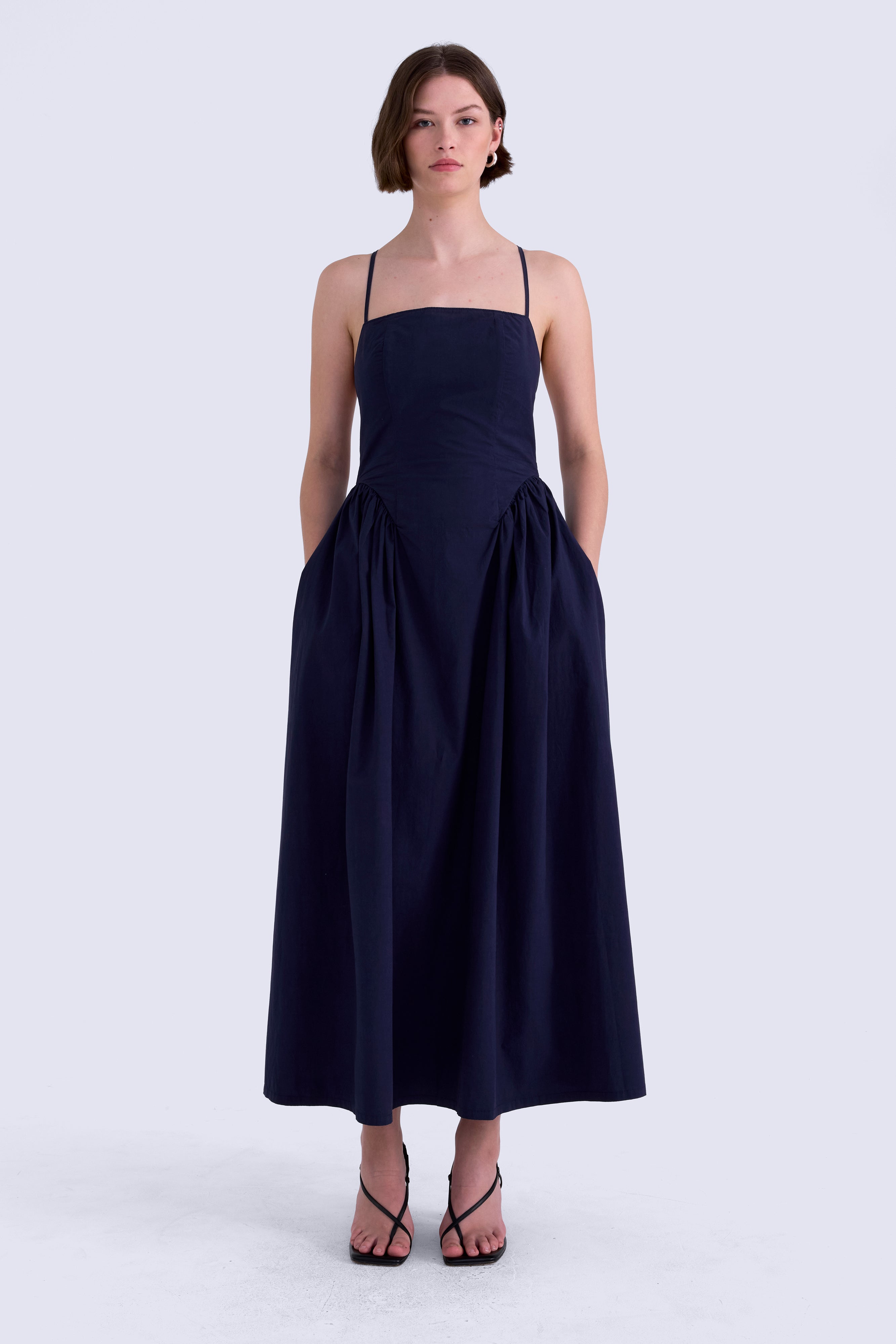 PISTOLA Sadee Open Back Dress in Navy