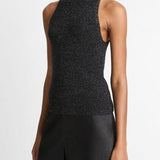 Metallic Black Mock Neck Tank