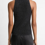 Metallic Black Mock Neck Tank