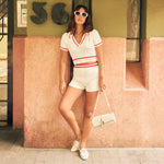 Lakin Ivory Perforated Leather
