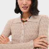 Ruby Knit Long Sleeve Polo Champagne