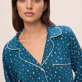 Gisele Printed Modal Long PJ Set Festive Lights Sapphire/Ivory