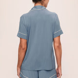 Gisele Relaxed Short Pj Set Faded Denim/Ivory