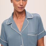 Gisele Relaxed Short Pj Set Faded Denim/Ivory