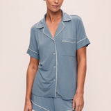 Gisele Relaxed Short Pj Set Faded Denim/Ivory