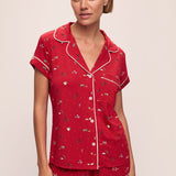 Gisele Printed Modal Shortie Short PJ Set Winter Wonderland Haute Red/Ivory