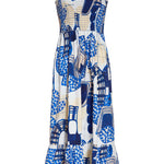 Neeley Smocked Abstract Print Cotton Midi Dress