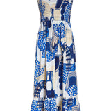 Neeley Smocked Abstract Print Cotton Midi Dress