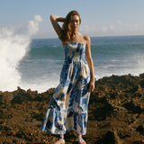 Neeley Smocked Abstract Print Cotton Midi Dress