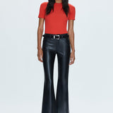Kinsley Mid Rise Ultra Flare Slate Black Leather Pants