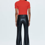 Kinsley Mid Rise Ultra Flare Slate Black Leather Pants