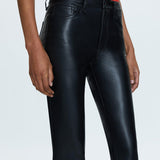 Kinsley Mid Rise Ultra Flare Slate Black Leather Pants