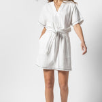 Lilla P Belted Split Neck Dress