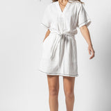 Lilla P Belted Split Neck Dress