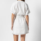 Lilla P Belted Split Neck Dress