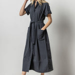 Lilla P Maxi Button Down Dress Black