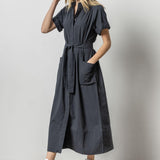 Lilla P Maxi Button Down Dress Black